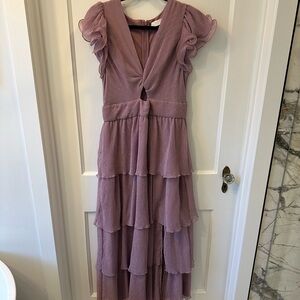 NWT Astr The Label Mauve Tiered Ruffle Maxi Dress
